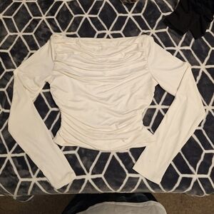 Chic Cream Long Sleeve Women's Top